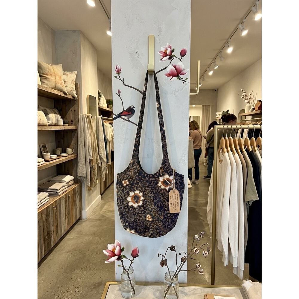 Floral Fabric Tote Bag Boho Lightweight Shoulder Bag Everyday Carry - Picture 4 of 7